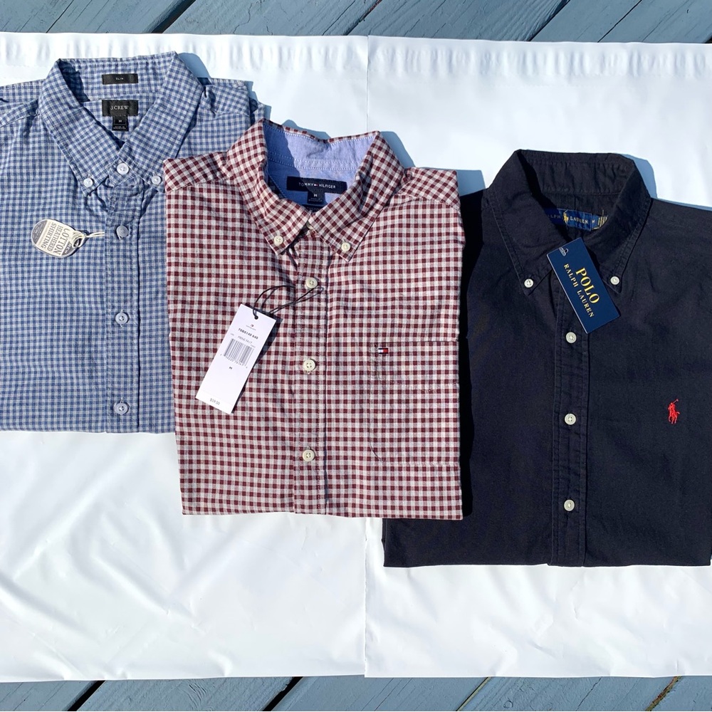 Tommy Hilfiger + Polo Ralph Lauren + J Crew Check Plaid Long Sleeve Dress Shirts